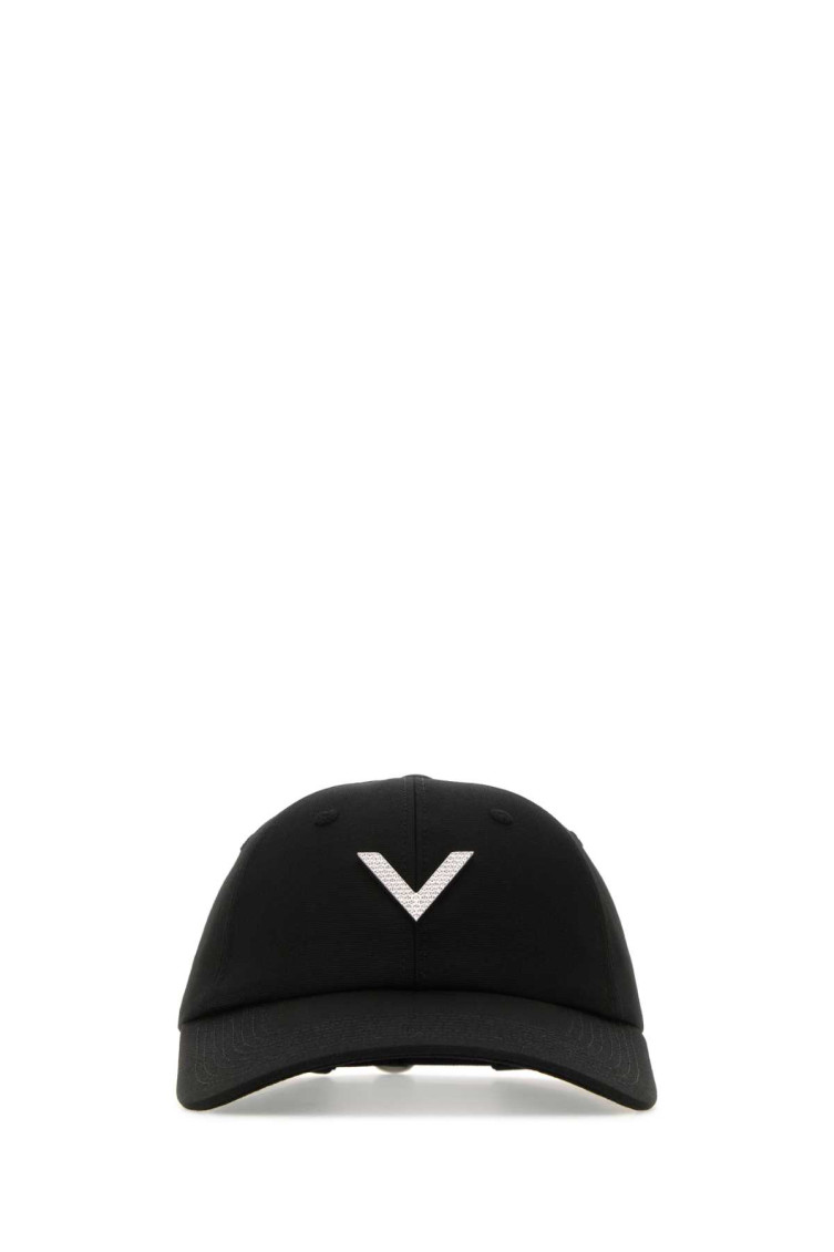 Valentino Garavani Women Black Stretch Cotton Baseball Cap In Black