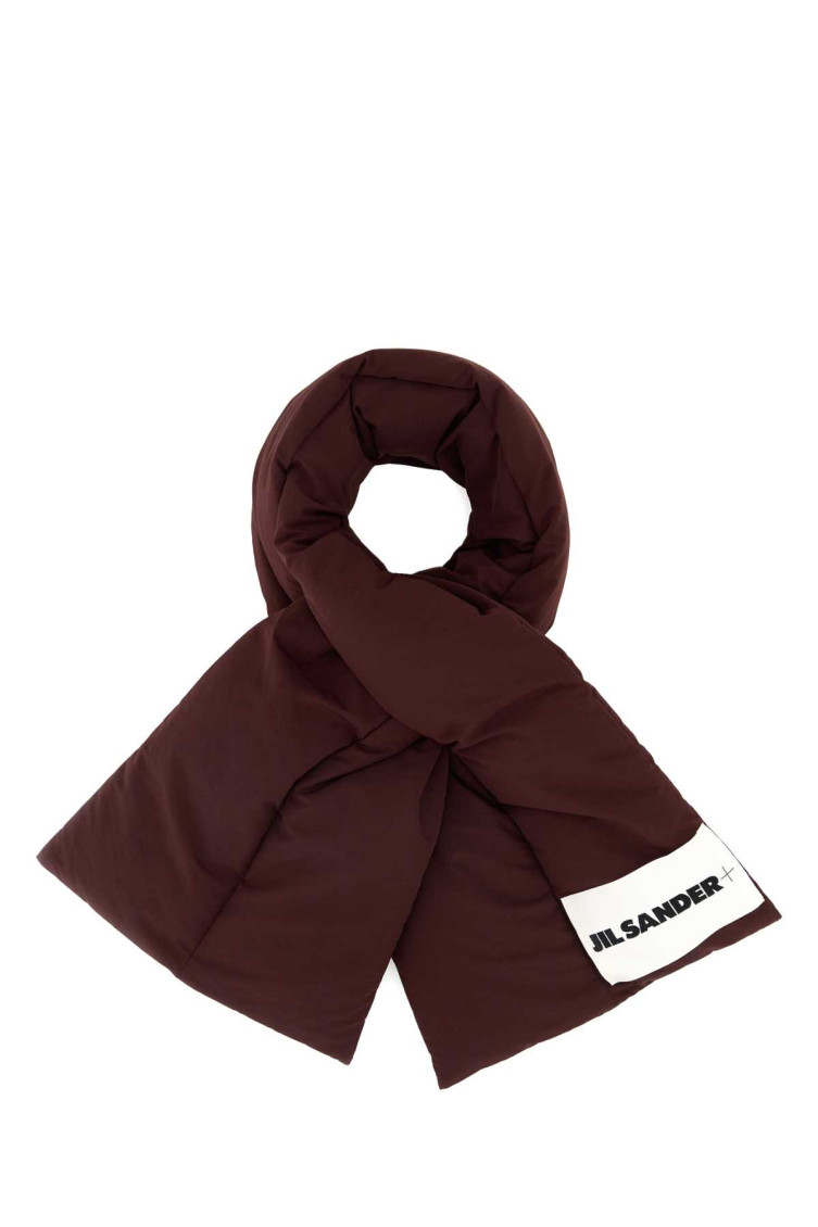 Jil Sander Rectangular Quilted Polyester Scarf In Burgundy