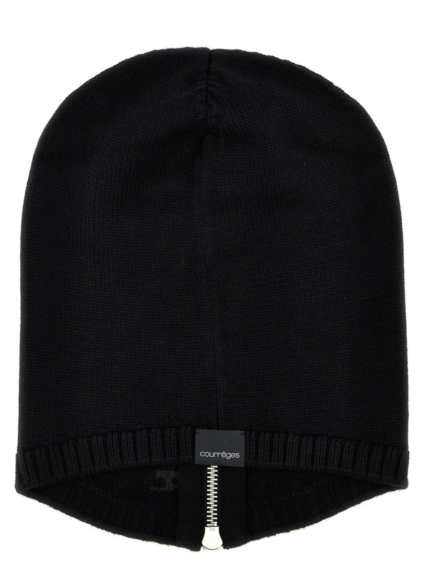 ハット COURREGES 'Zipped Wool' balaclava Black  324MCP008FI0036 Courreges Black Zipped Balaclava Hat for Women Online USA at