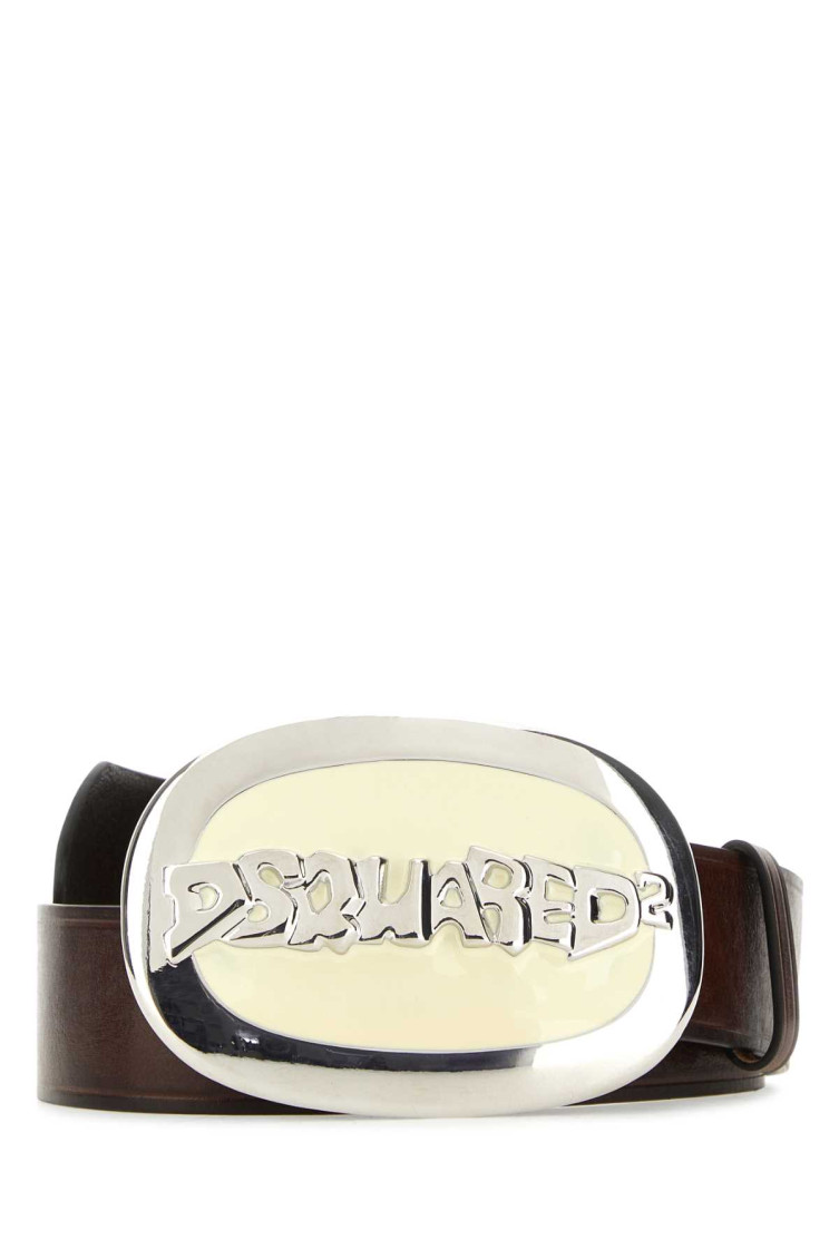 Shop Dsquared2 Brown Logo Buckle Belt
