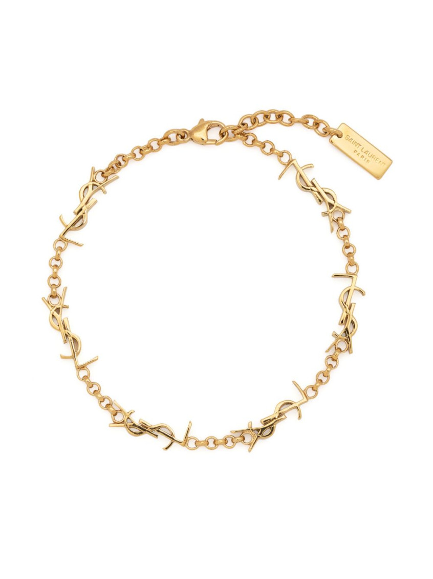 Saint Laurent Cassandre Multi-charm Bracelet In Gold