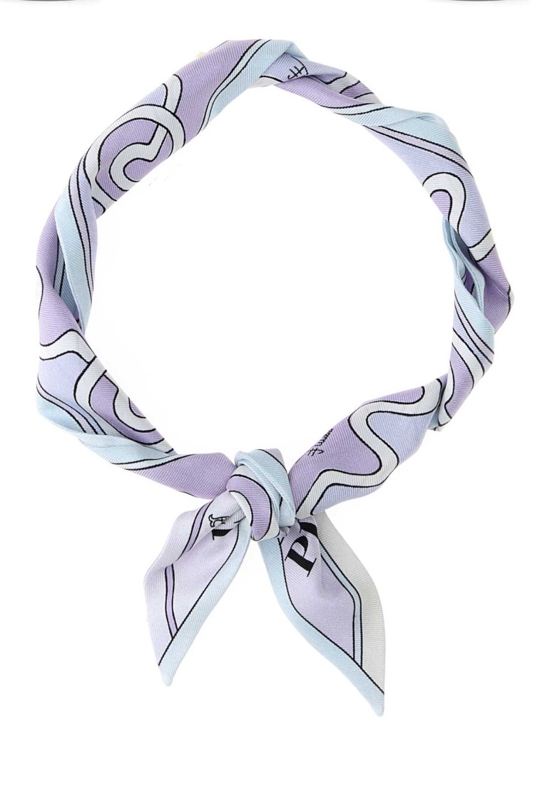 Pucci Lavender Printed Silk Scarf In Purple