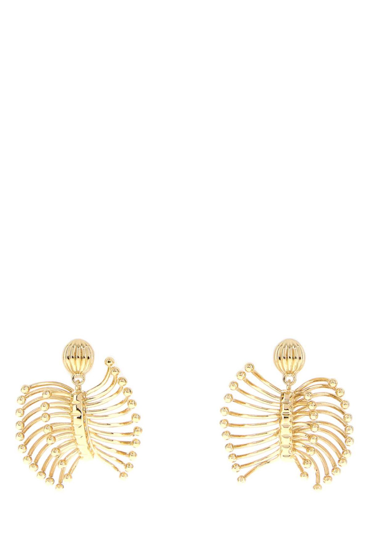 Miu Miu Intricate Gold Metal Earrings Design In Gold