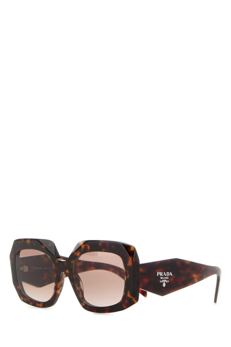 Prada Brown Tortoise Logo Sunglasses In Brown