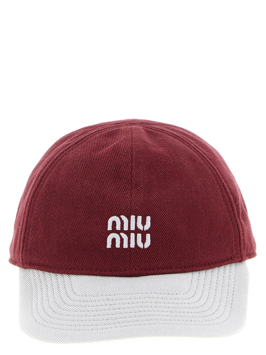 Miu Miu Bordeaux Logo Baseball Hat In Red