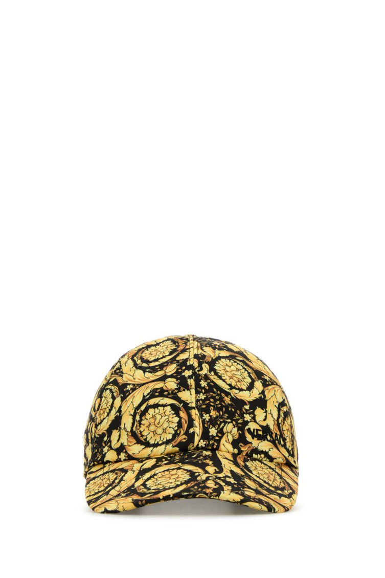 Versace Men Printed Polyester Baseball Cap In Multicolor