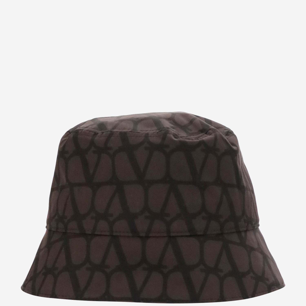 Valentino Garavani Toile Iconographe Nylon Bucket Hat In Brown
