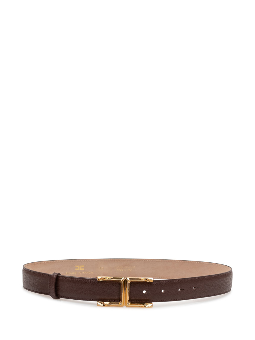 Elisabetta Franchi Brown Solid Textured Belt In Transparent