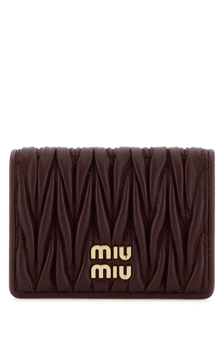 Miu Miu Dark Brown Matelasse Logo Card Holder