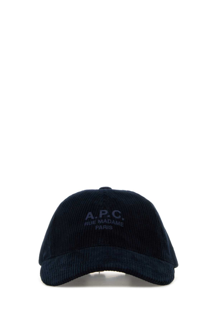 Apc Charlie Rue Madame Logo-print Cotton-corduroy Baseball Cap In Blue