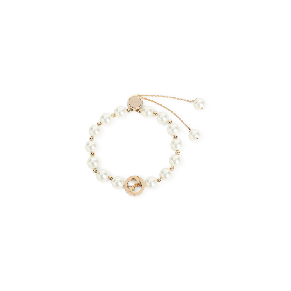 Gucci Chain Bracelet With Metallic Pearls In Gold