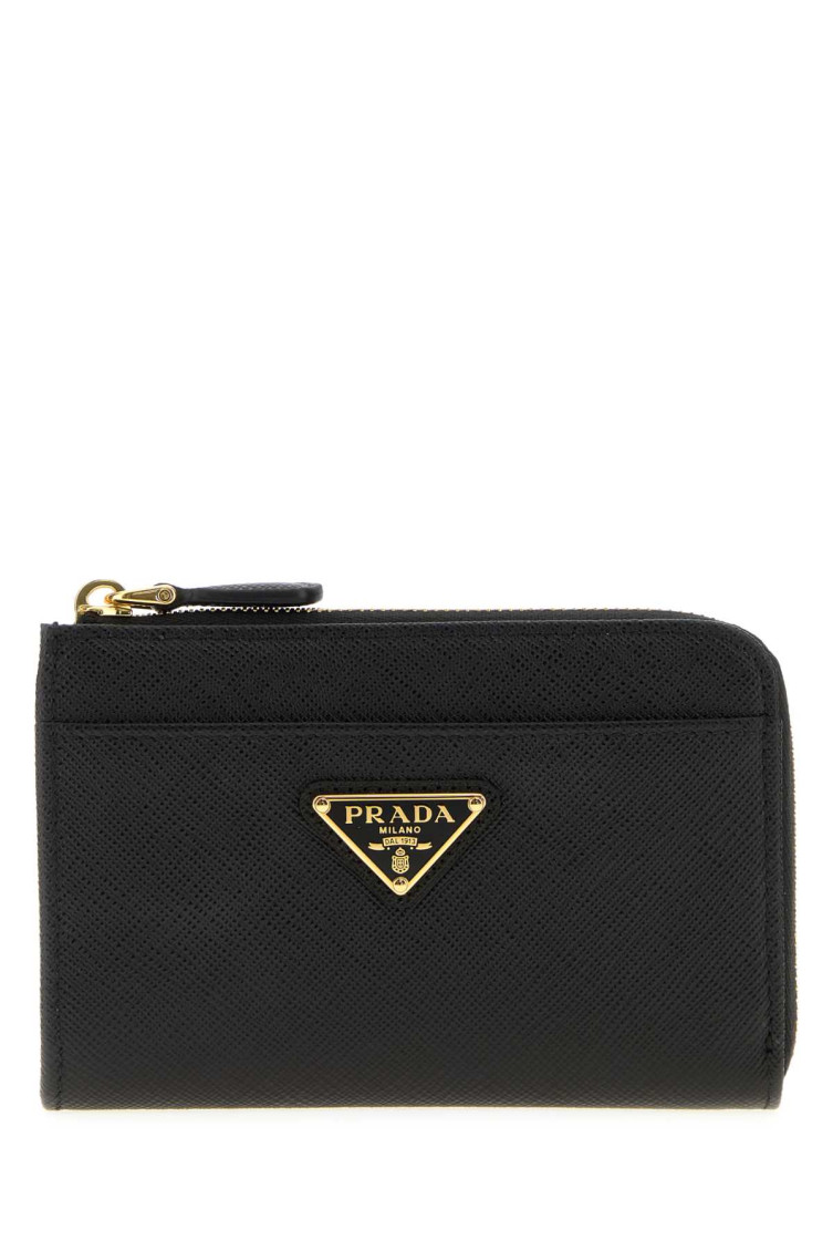 Prada Leather Wallet Textured Unique Finish In Black