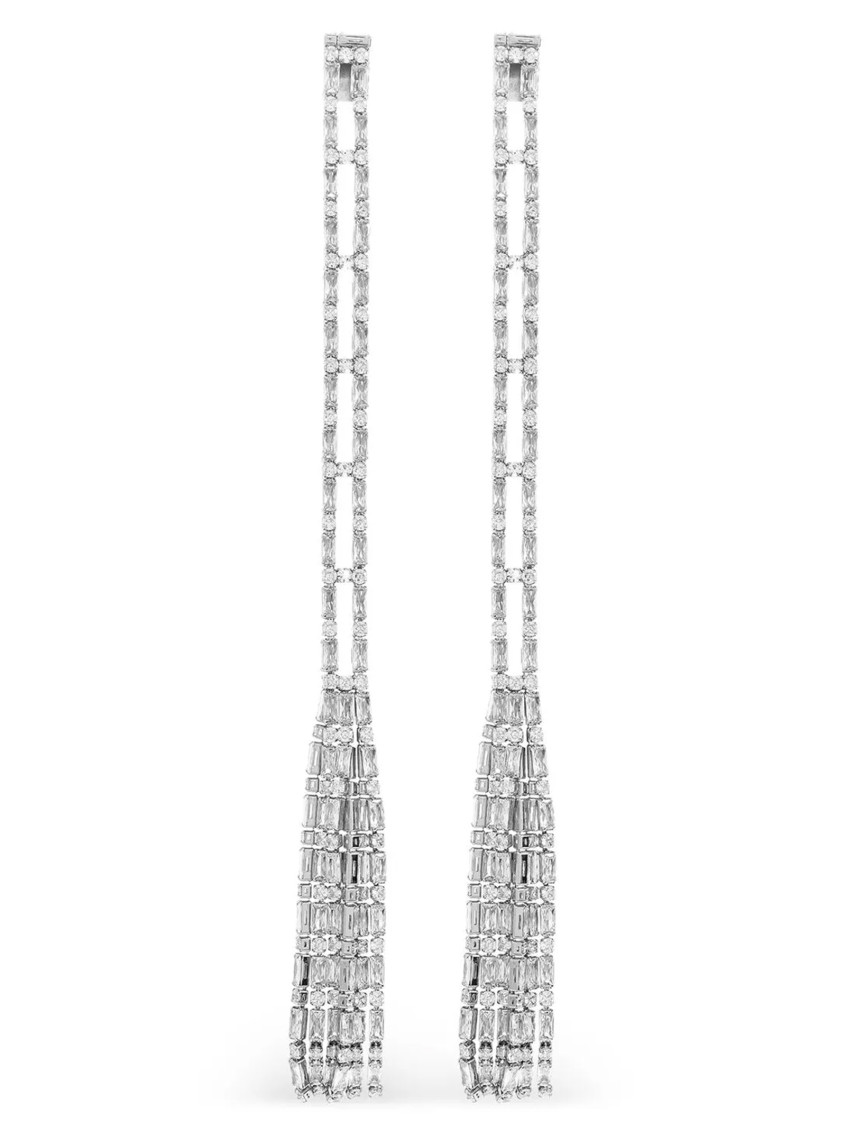 Dsquared2 Crystal Drop Earrings Geometric Detailing In Metallic