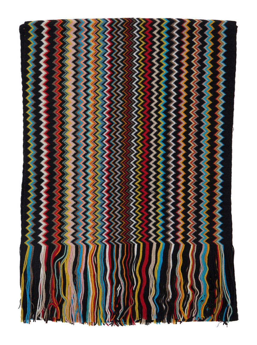 Missoni Zigzag-pattern Fringed Scarf In Multi