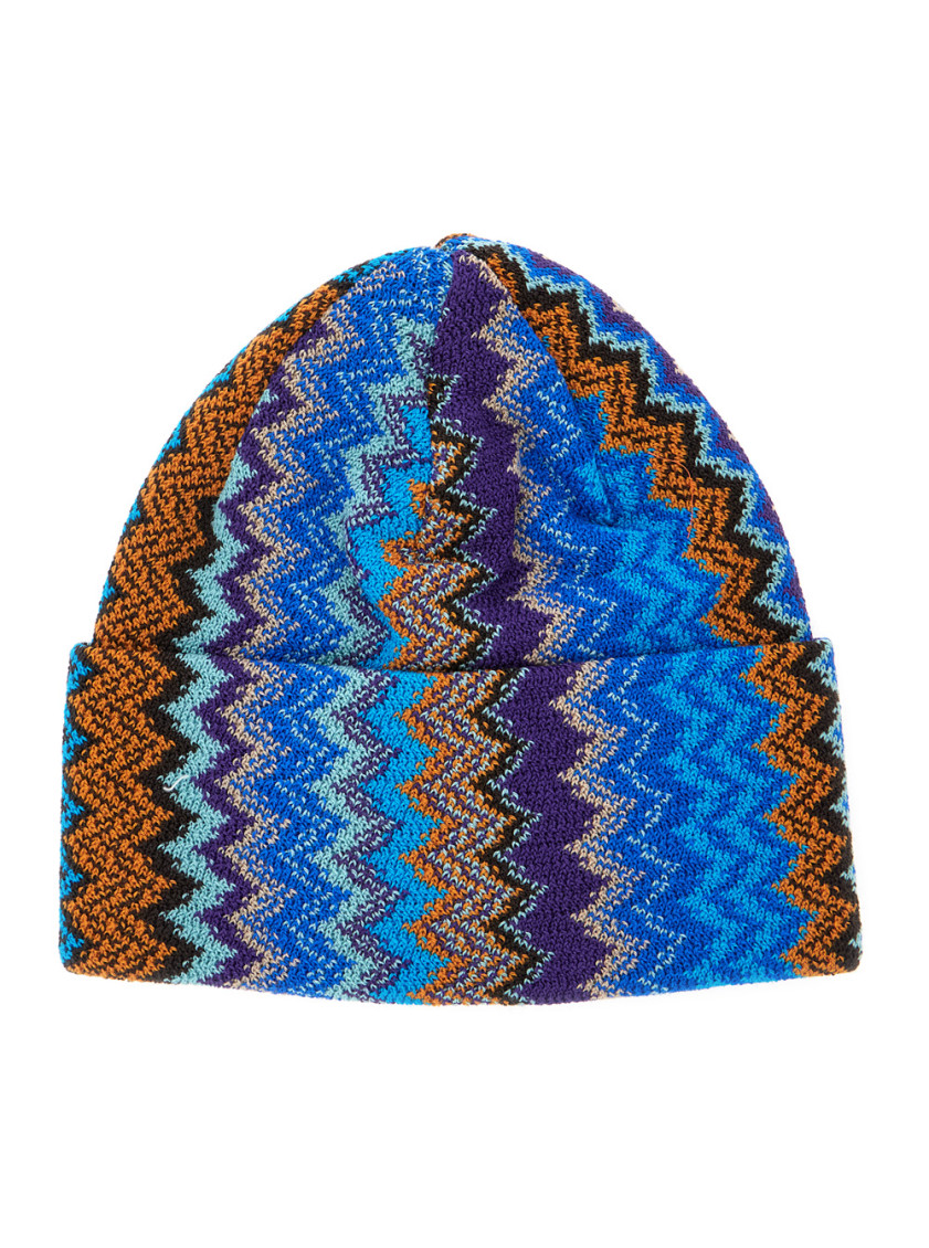 Missoni Multicolor Zigzag Pattern Beanie Hat In Multi