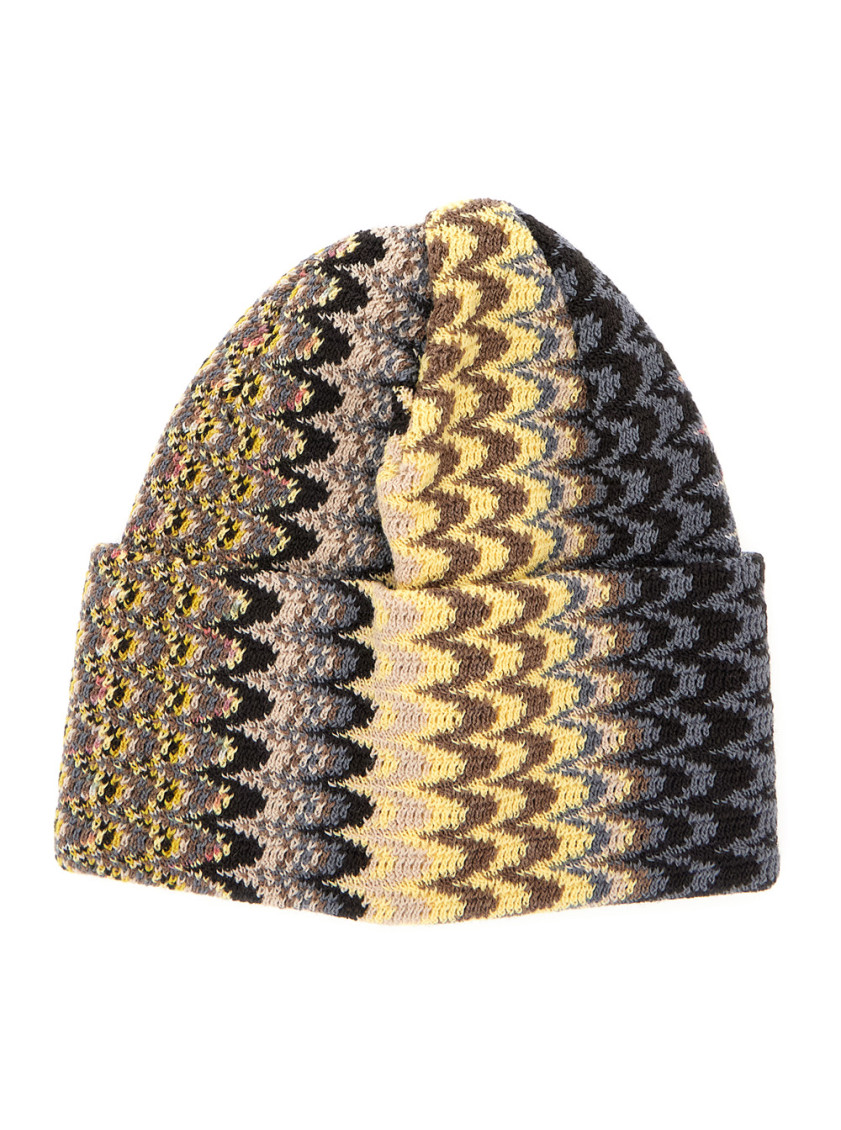 Missoni Multicolor Zigzag Pattern Beanie Hat In Multi