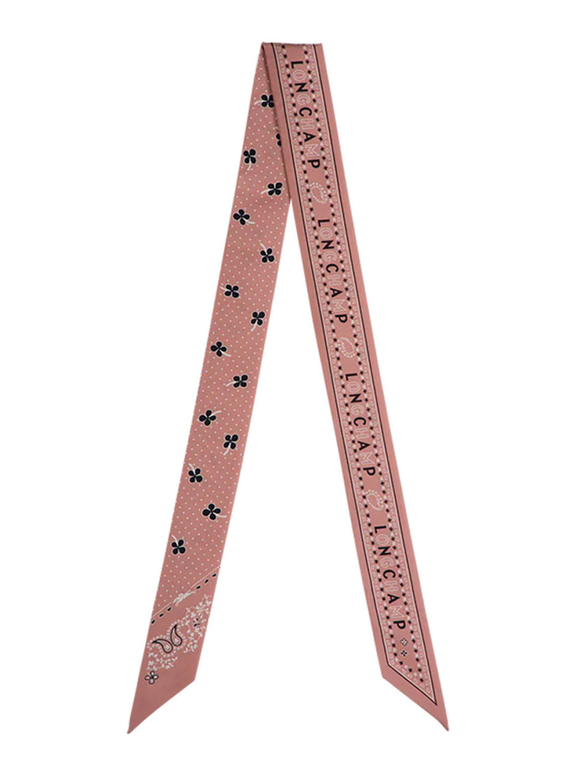 Longchamp Pink Printed Bandana Scarf In Pink