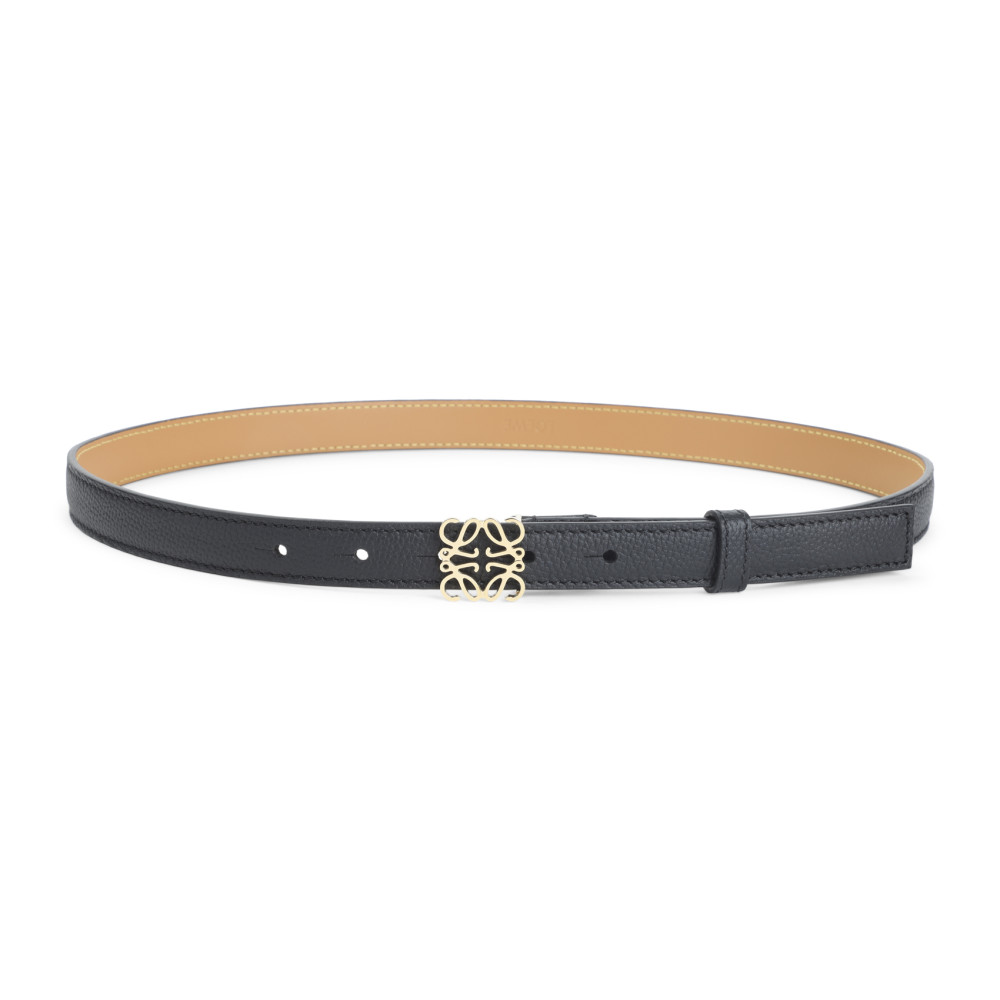 Loewe Textured Calfskin Belt With Gold-tone Buckle In Gray