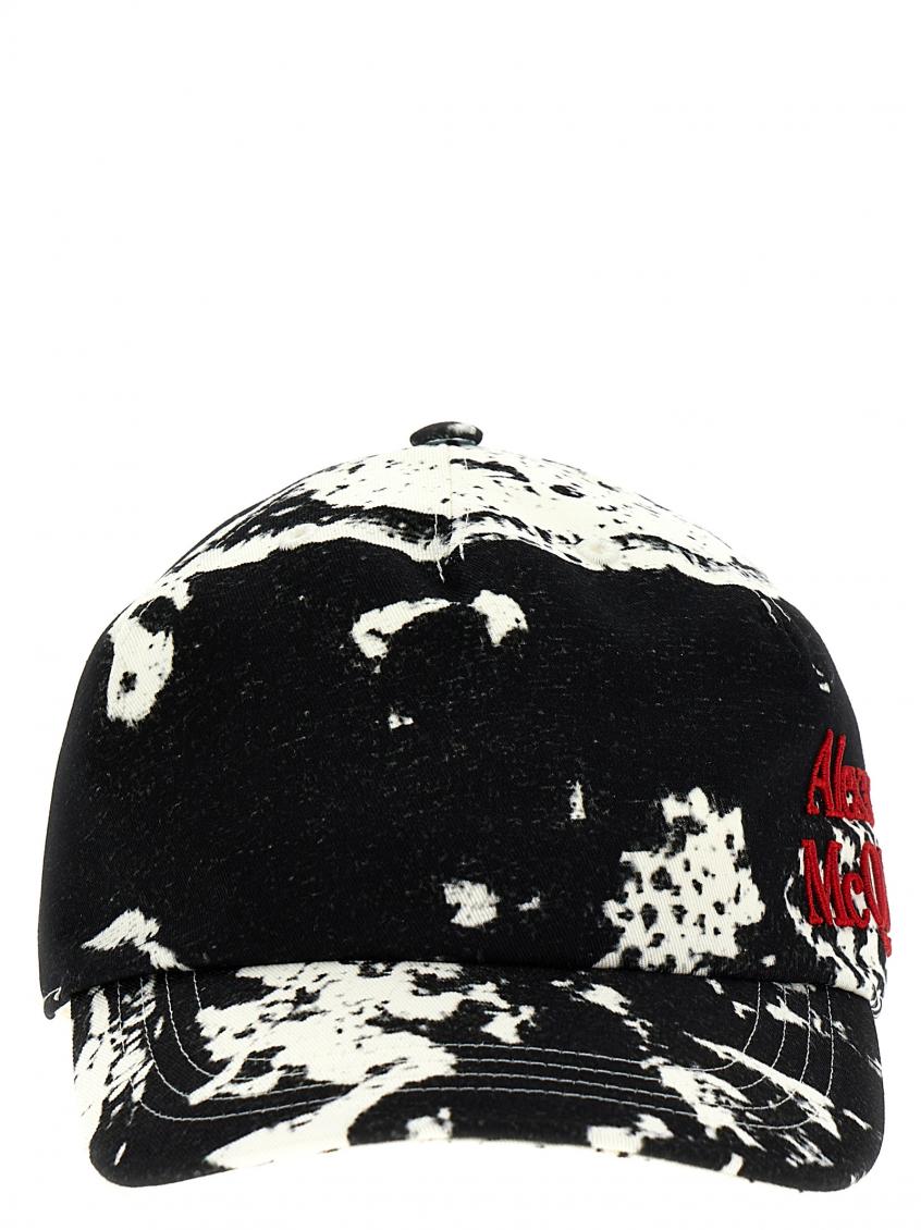 Alexander Mcqueen Mcqueen Men All Over Print Cap In Blackwhite
