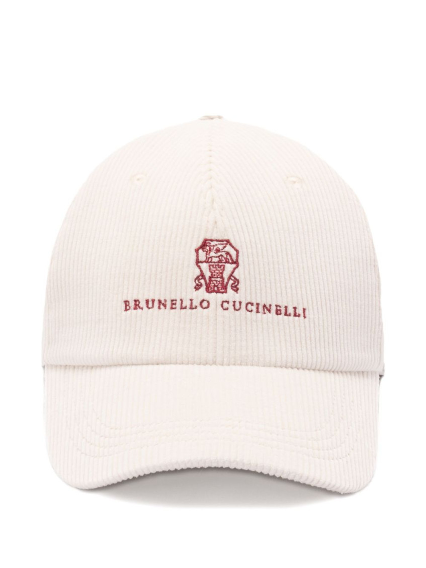 Brunello Cucinelli Corduroy Logo-embroidered Baseball Cap In Neutral
