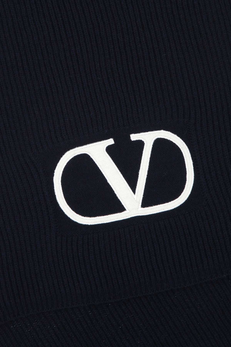 マフラー・ストール VALENTINO FW22 Midnight blue wool scarf (1W2ET00NLZC 598) Winter Wear Stylish Stripped Woolen Muffler Scarf Color Blue