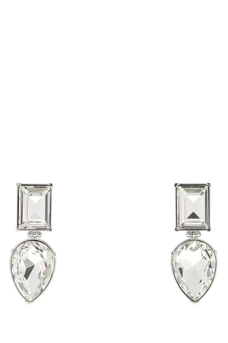 Alexander Mcqueen Geometric Crystal Stud Earrings In Silver
