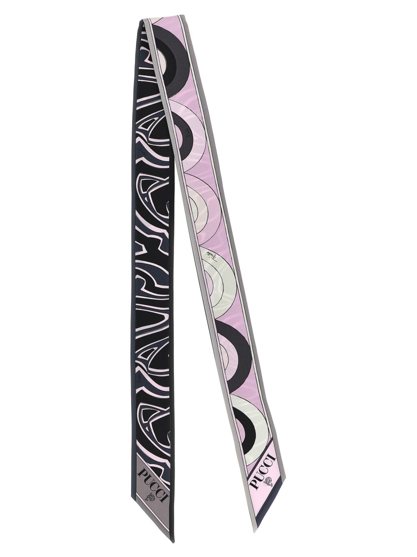 Pucci Multicolor Double Face Printed Bandana Scarf In Gold