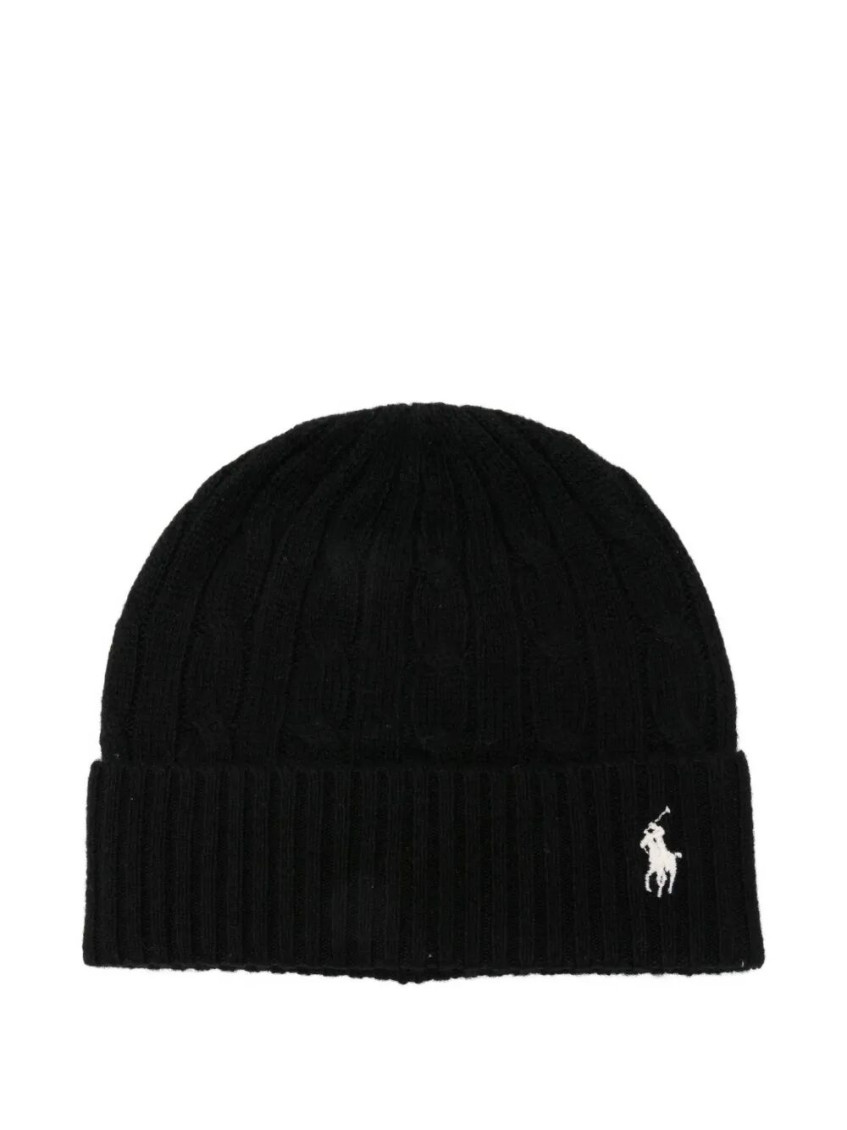 Ralph Lauren Black Embroidered Logo Hat In Black