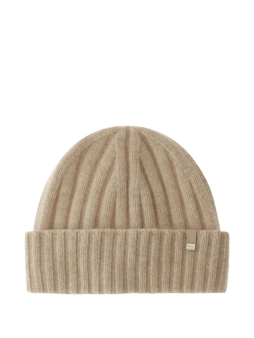 Herno Cashmere Ribbed Beanie Accessories In Brown