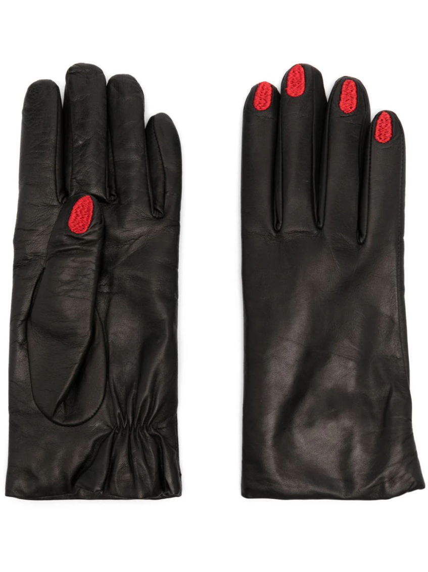 Vivetta Leather Gloves In Black