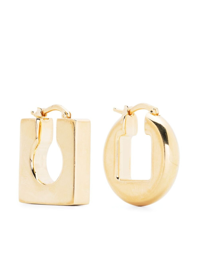 Shop Jacquemus Golden Les Boucles Rond Carre Earrings