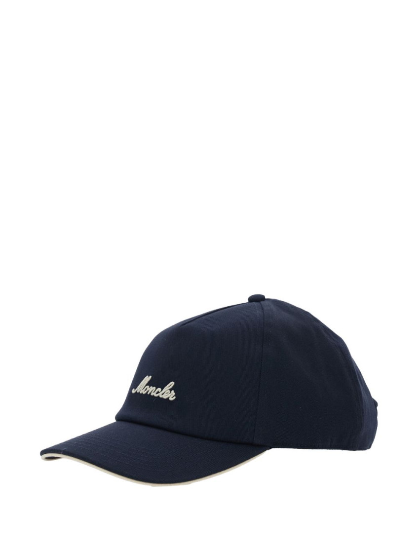Moncler Navy Blue Logo Baseball Hat for Men Online USA at Darveys.com