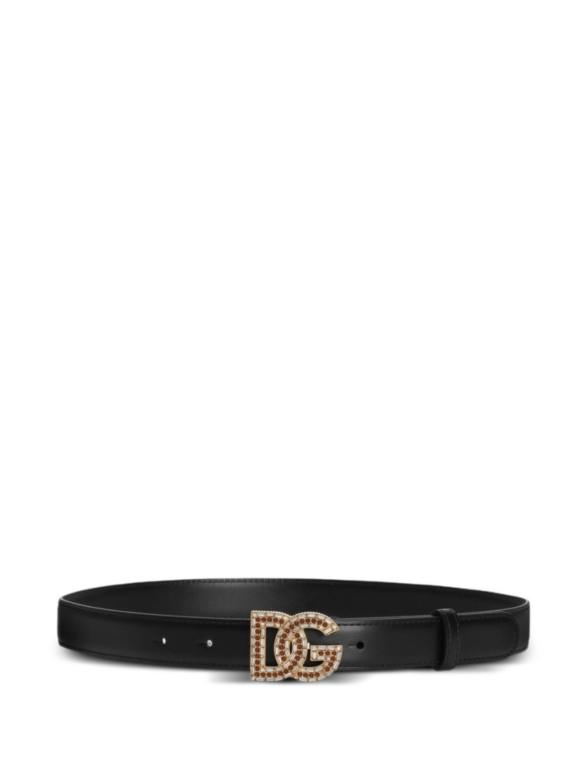 Dolce & Gabbana Black Crystal Embellished Buckle Belt for  display picture 3