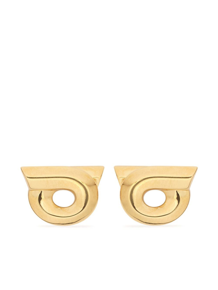 Ferragamo Geometric Stud Earrings Polished Finish In Golden