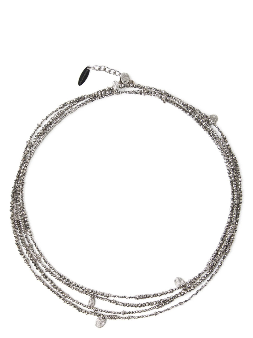 Brunello Cucinelli Strand Bracelet With Adjustable Beaded Detailing In Silver