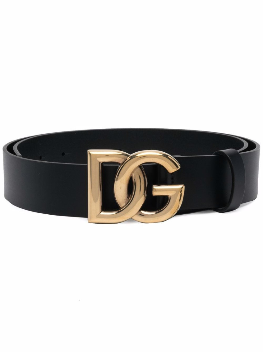 Dolce & Gabbana Black Belt With Buckle Closure And Interwoven Design In Leather Man In Black
