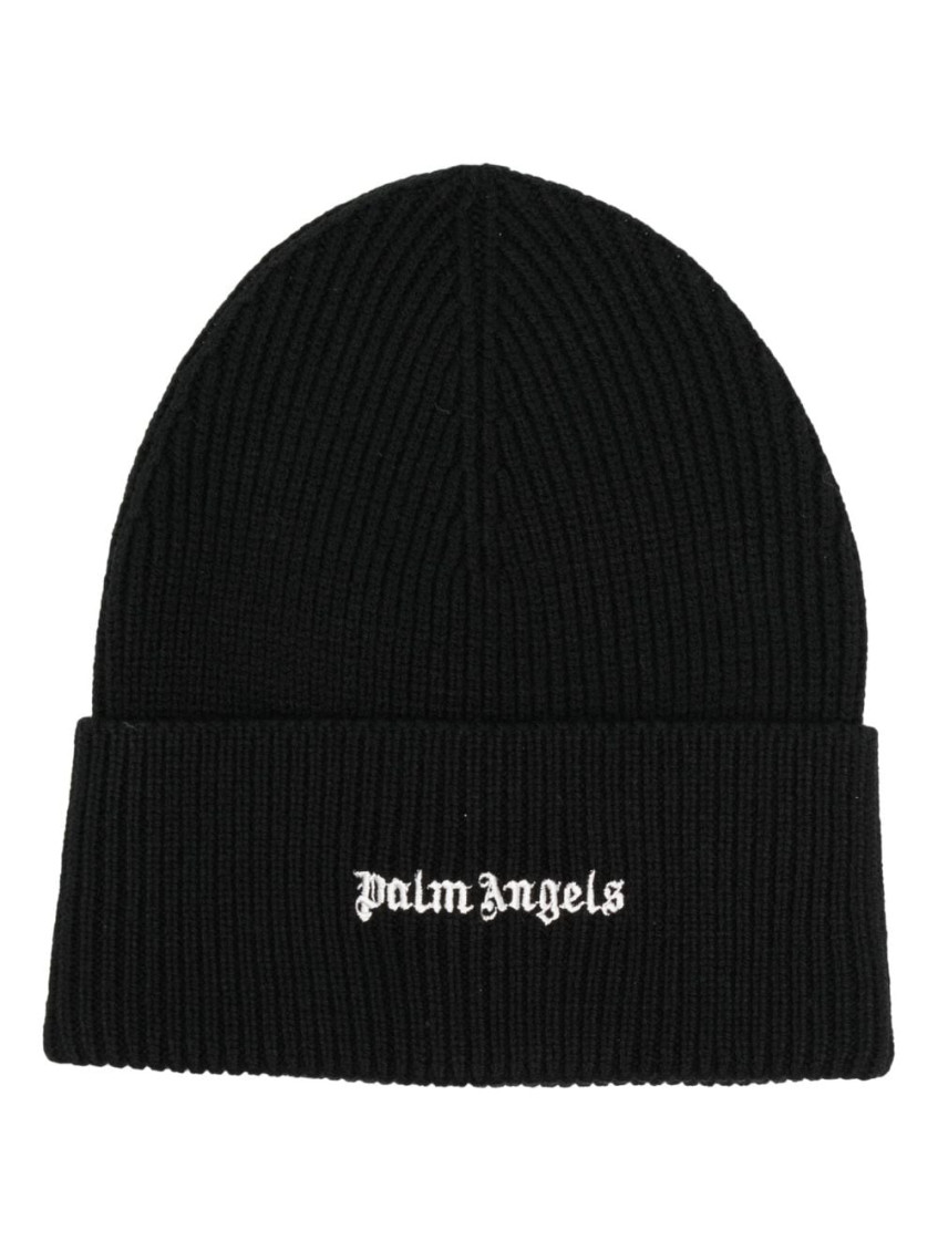 Palm Angels Black Cuffia Logo Beanie for Men Online India at Darveys.com