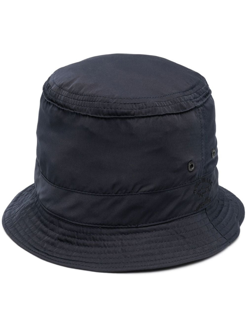 PAUL & SHARK BLACK TONAL LOGO BUCKET HAT 