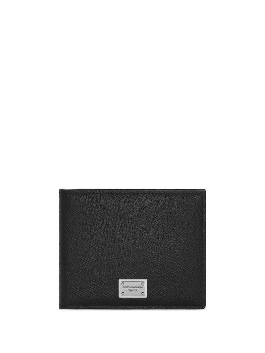 Dolce & Gabbana Black Textured Calf Leather Bi-fold Wallet In Black