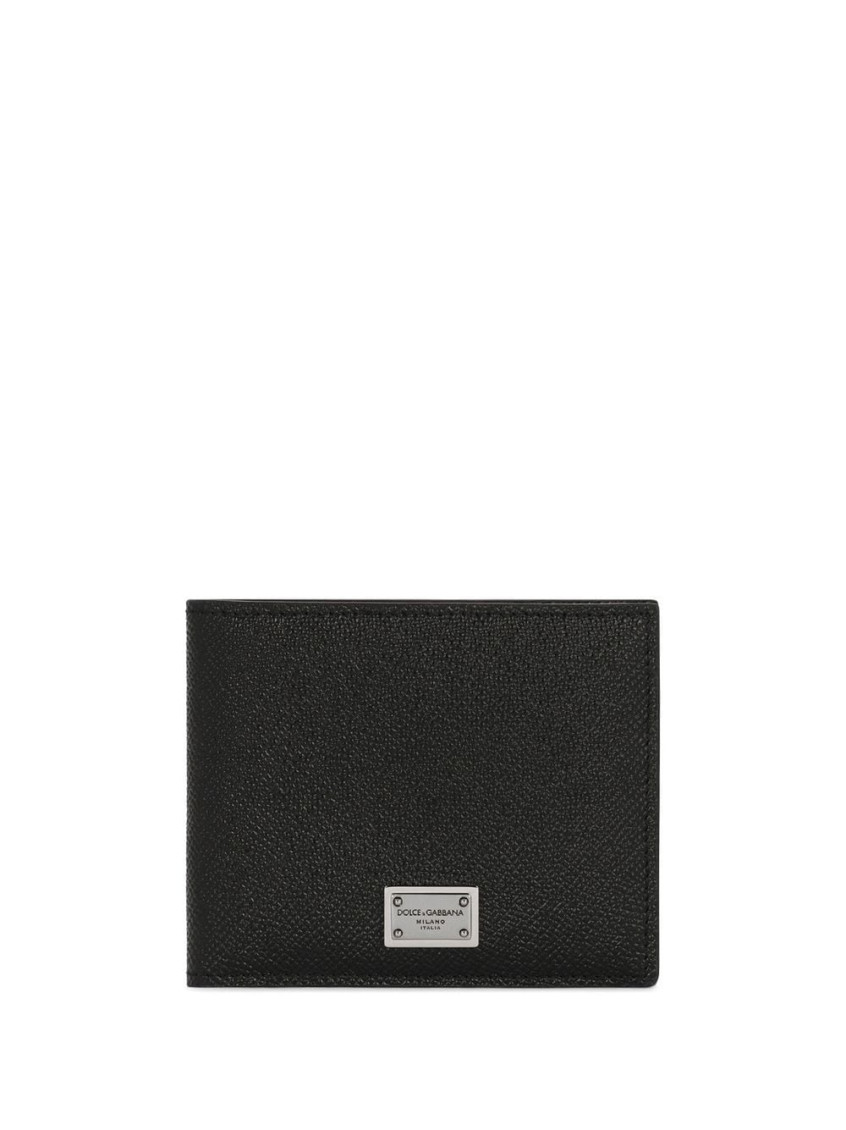 Dolce & Gabbana Black Textured Calf Leather Bi-fold Wallet In Black