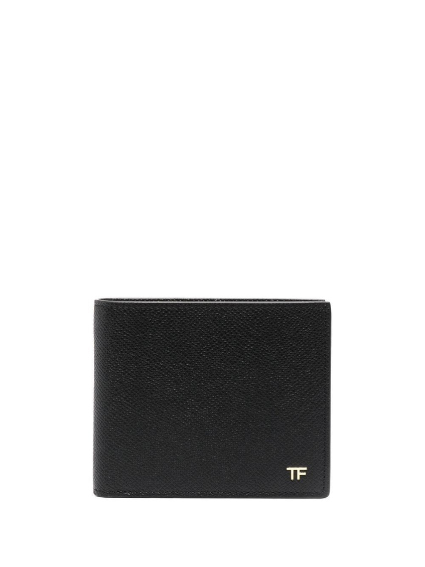 Tom Ford Small Grained-leather Bi-fold Wallet In Black