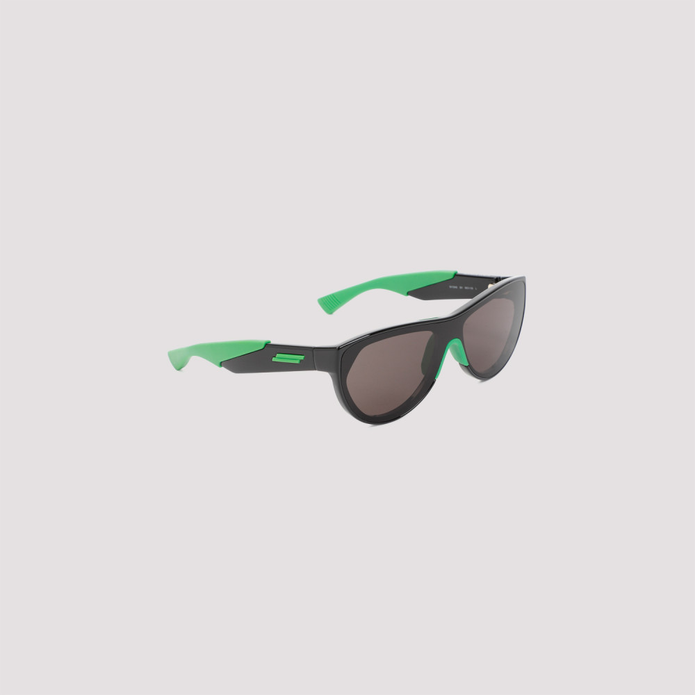 Shop Bottega Veneta Black And Green Acetate Sunglasses