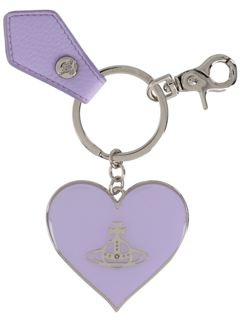 Vivienne Westwood ハート チャーム キーホルダー パープル Vivienne Westwood Purple Mirror Heart Key Holder for Women Online