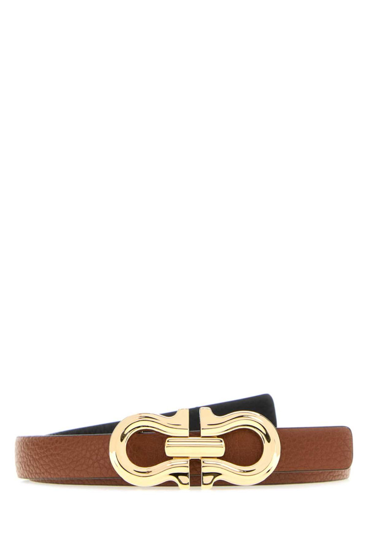 Ferragamo Reversible Leather Belt Adjustable Length In Brown