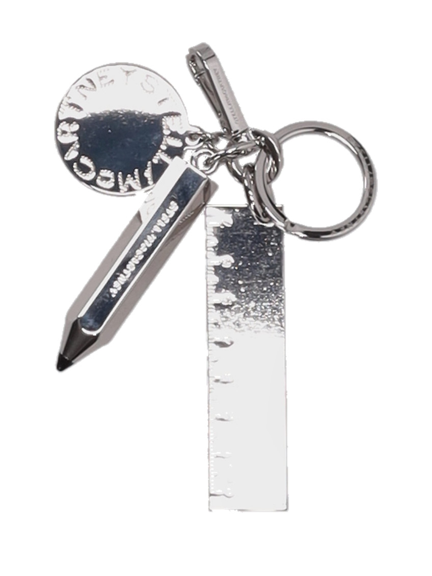 Stella Mccartney Silver Stationery Charm Keyring In Silver