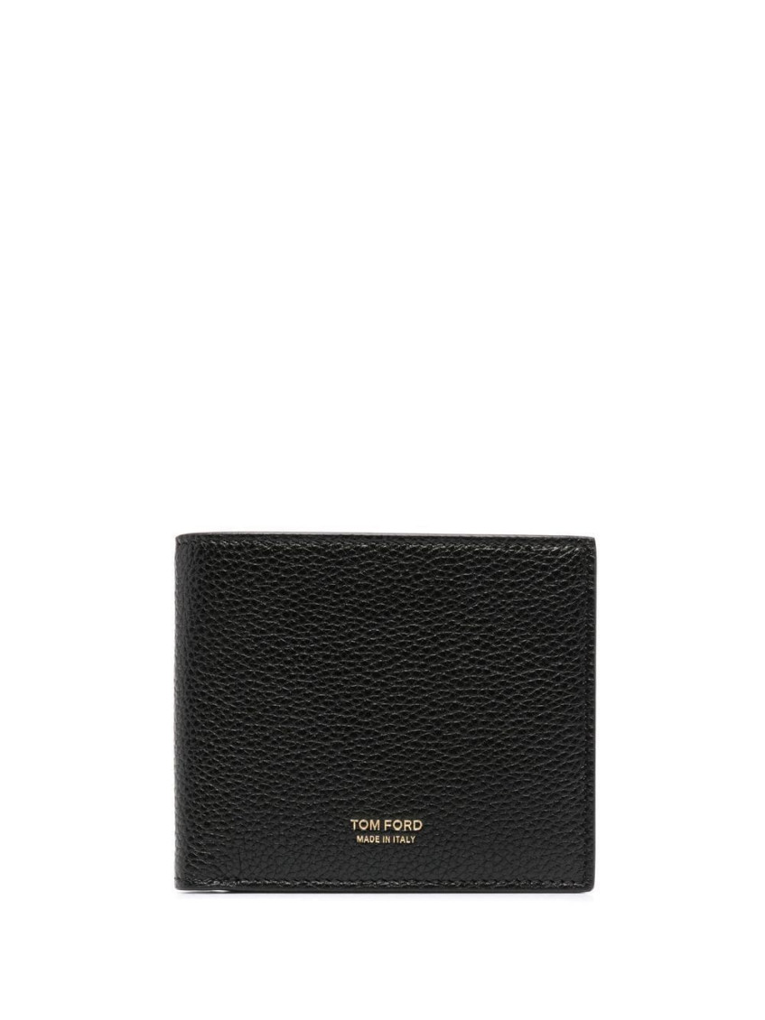 Tom Ford Black Soft Grain Leather T Line Business Card Holder In Black
