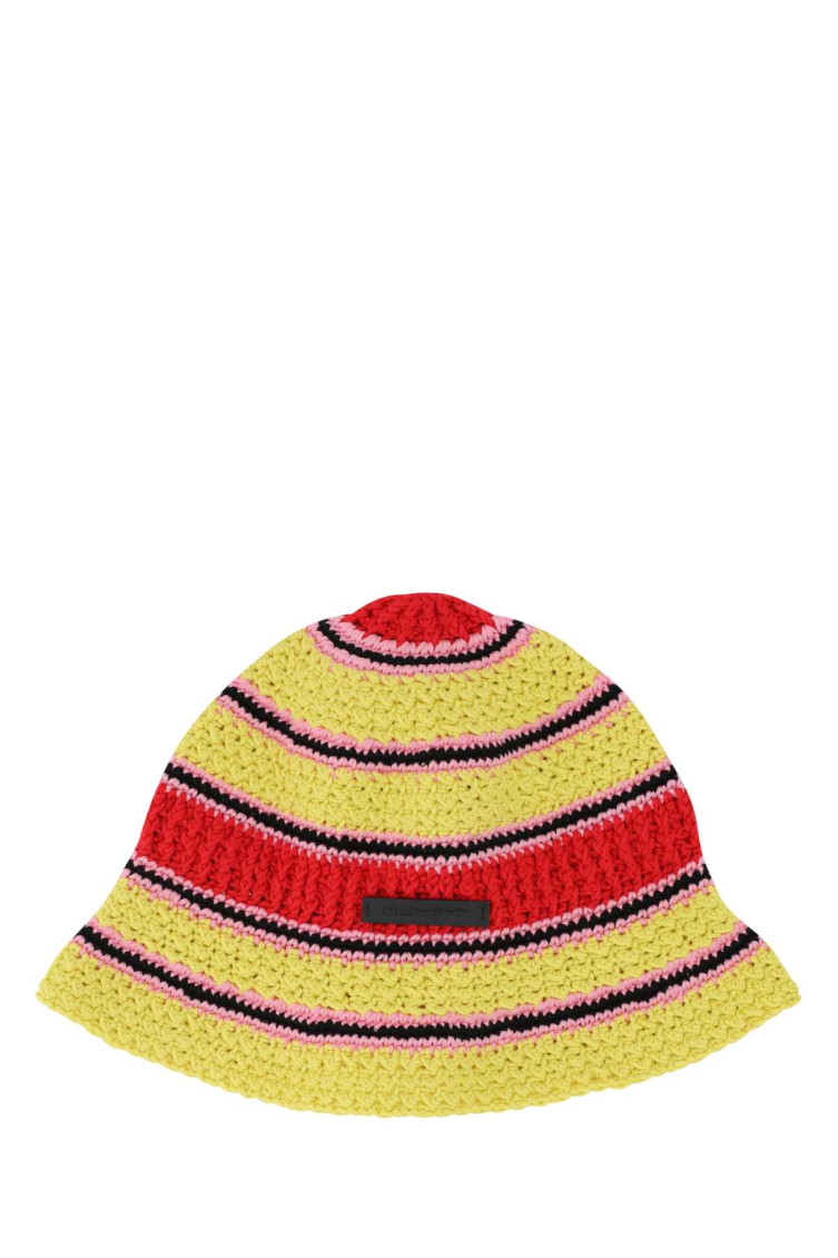 ハット STELLA McCARTNEY Embroidered Crochet Hat Stella McCartney Yellow Red Embroidered Crochet Hat for