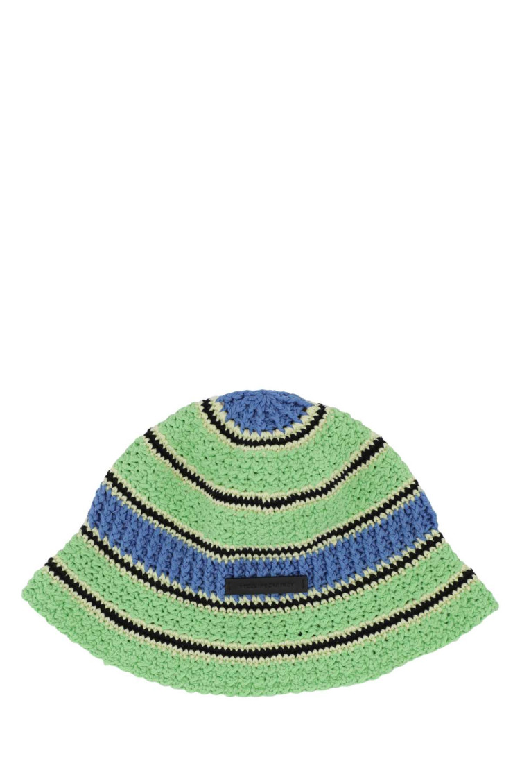Stella Mccartney Green Blue Embroidered Crochet Hat In Multicolor