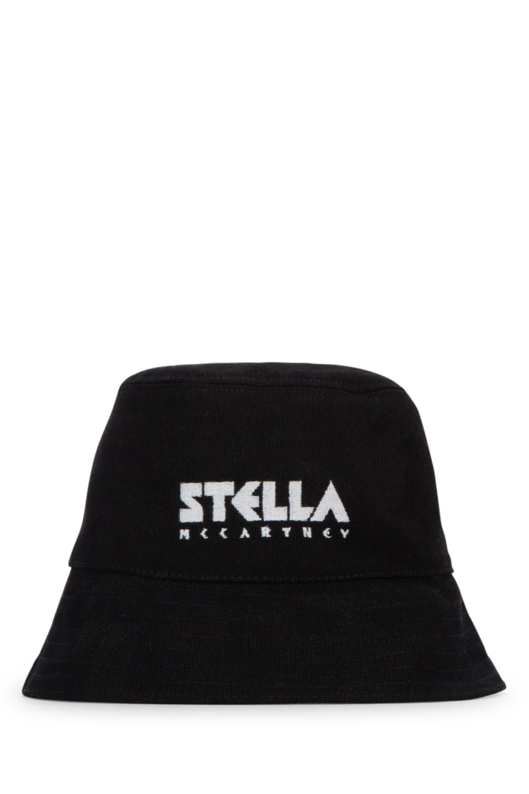 Stella Mccartney Black Classic Logo Bucket Hat In Black