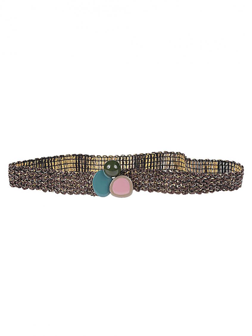 Exquisite J Raffia Belt In Brown
